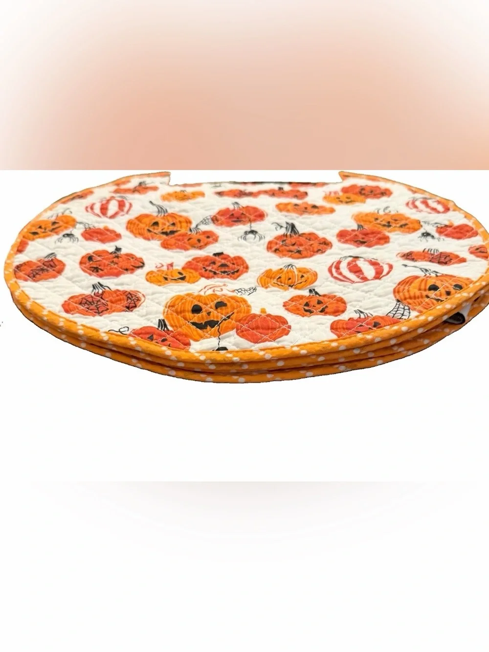 cupcakes & cashmere Pumpkin Quilted Halloween Reversible Placemat Set of 4